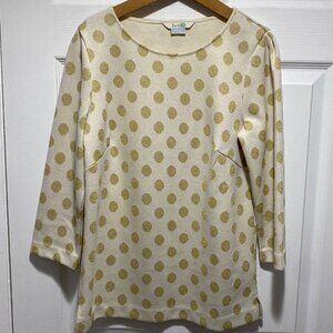 Boden Gold Polka Dot 3/4 Sleeve Top Women's Size 4